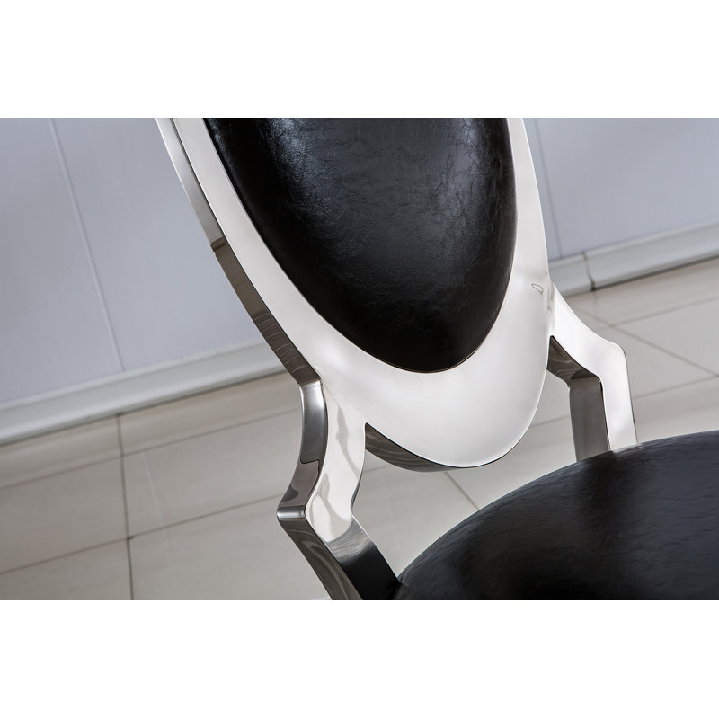 Chaise de salle à manger rembourrée Hurman, Noir / argent, Argent