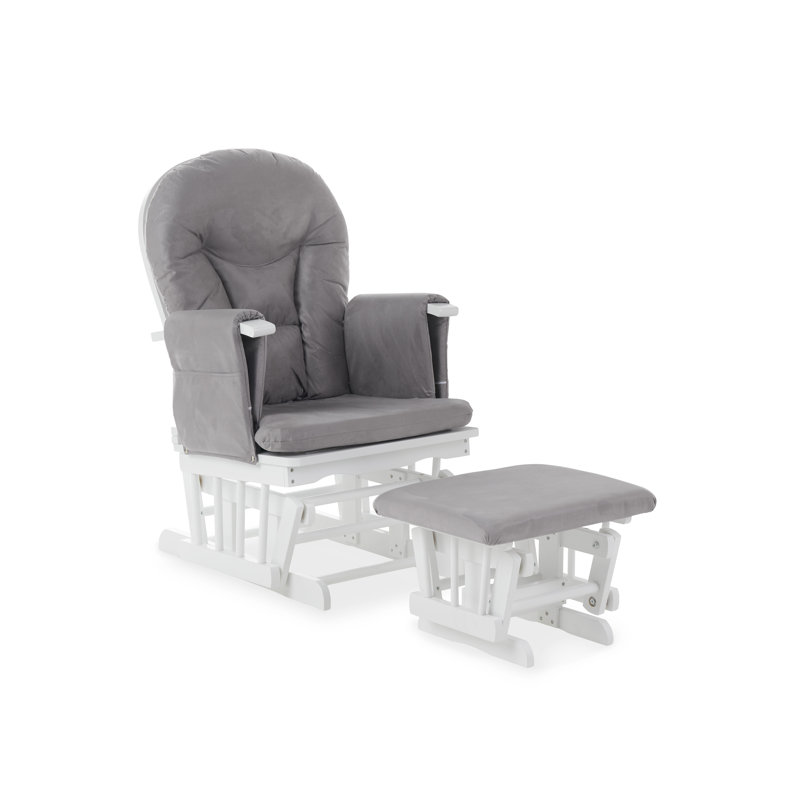 Reclining Glider Nursing Chair and Footrest, Grey