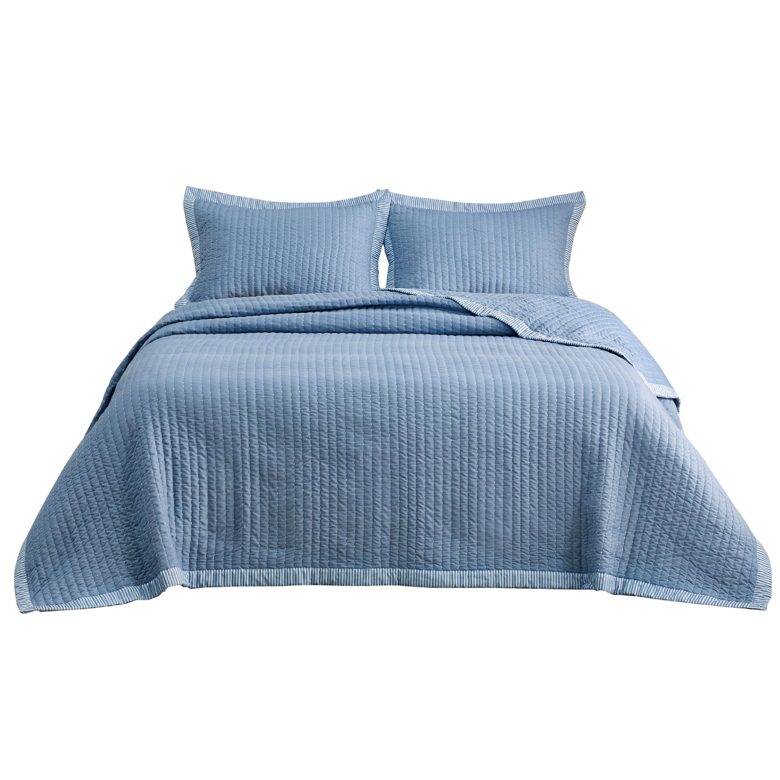 Bedsure Quilts - Soft Lightweight Quilted Bedspread Coverlet with Contrast Stitching, Queen Quilt + 2 Shams, Black