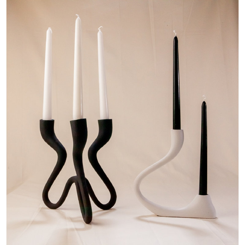 Bougeoir multi en aluminium noir - noir, Blanc