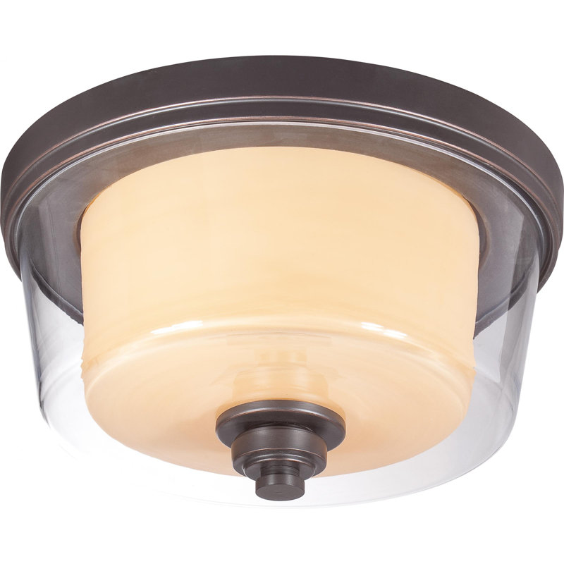 Tussey Flush Mount, Sudbury Bronze/ Clear Outer with Cream Inner