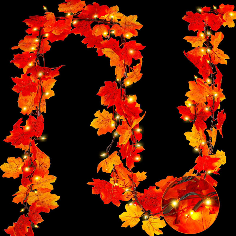 Bulbs Plug In Fall Garland With Lights