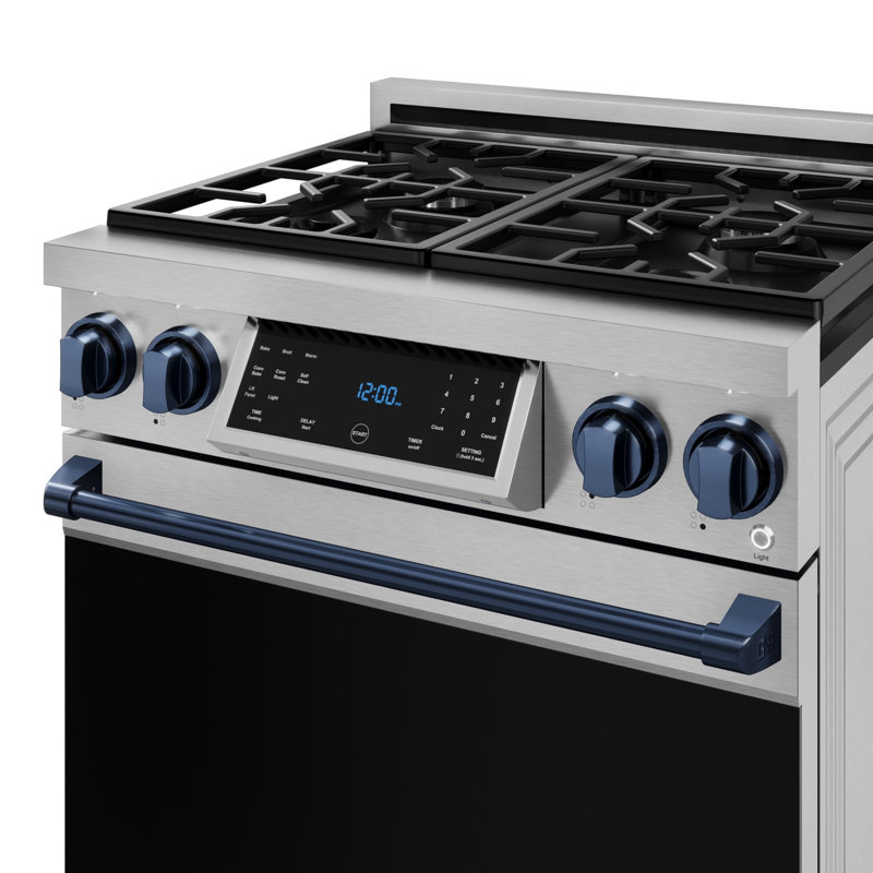 Cuisinière à gaz professionnelle 30 pouces avec panneau inclinable Gordon Ramsay de THOR Kitchen en acier inoxydable / bleu marine