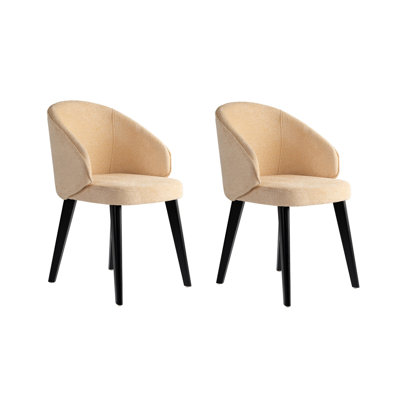 Ensemble de chaises élégantes (2 pièces), beige uni et noir, 18,9 x 33,9 x 22,8 pouces | Structure 100% bois de hêtre, tissu chenille 100% coton, rembourrage en mousse 22 oz | Parfait pour les salons modernes et les espaces repas