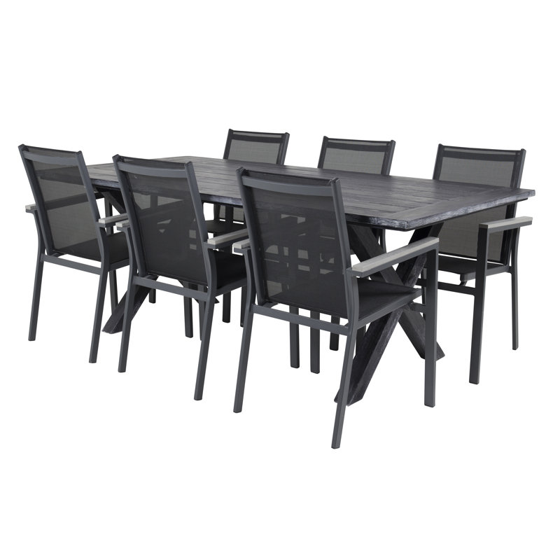 Dhairya 6 - Person Acacia Patio Dining Set with Rectangular Table