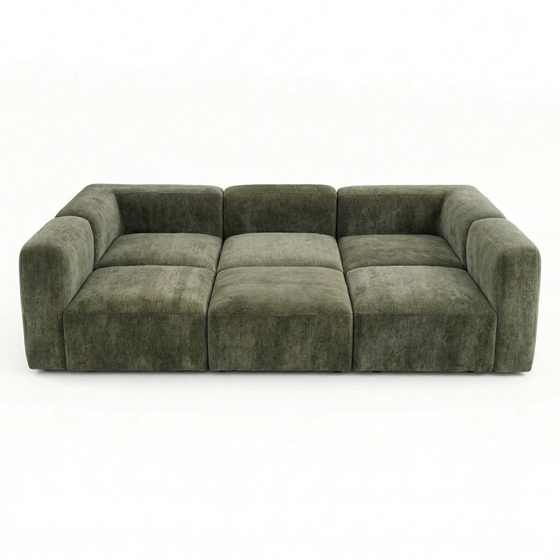 Canapé modulaire Chenille , Olive Green, H 25 po x l 99,5 po x P 63,5 po