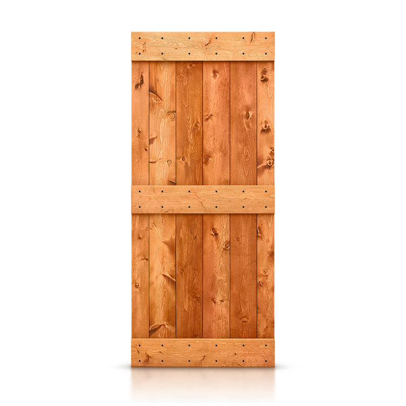 Porte de grange peinte peinte en bois à panneau sans installation de quincaillerie d’installation, 30 po x 84 po, Noyer rouge