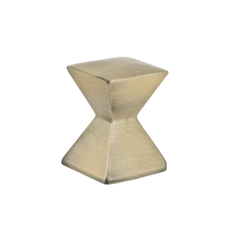 Forged 2 Square Knob, Antique Brass, 0.875" H x 0.875" W x 1.25" D
