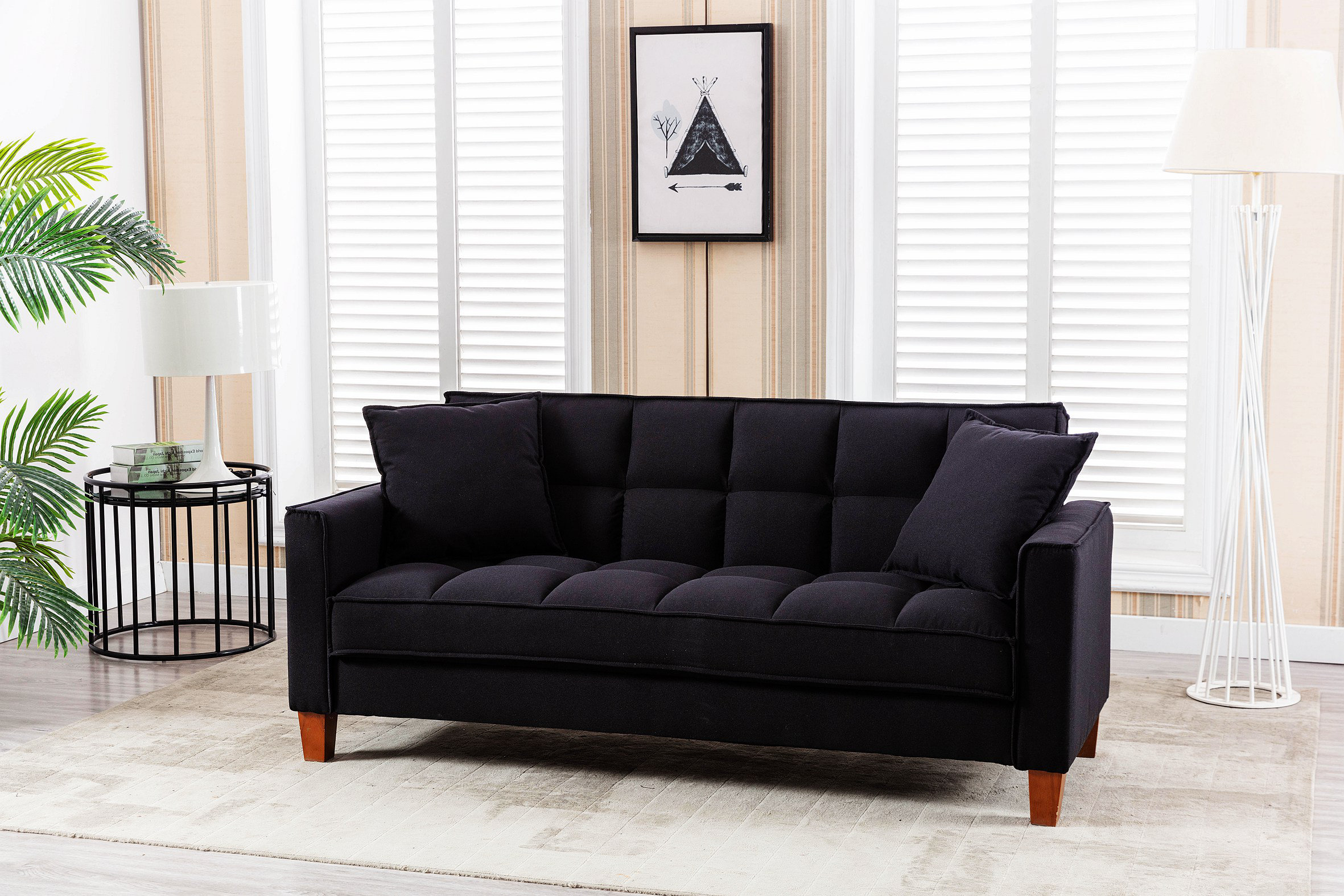 Modern black outlet loveseat