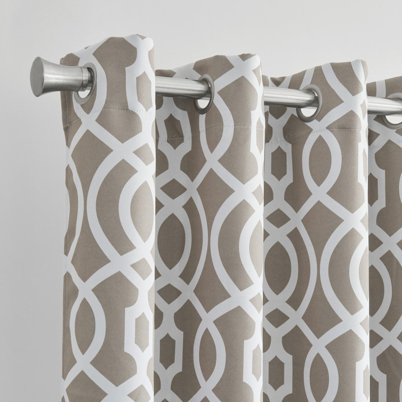 Panneau de rideau 84 "Trellis Black Out, Taupe / blanc, L 54 po x L 84 po
