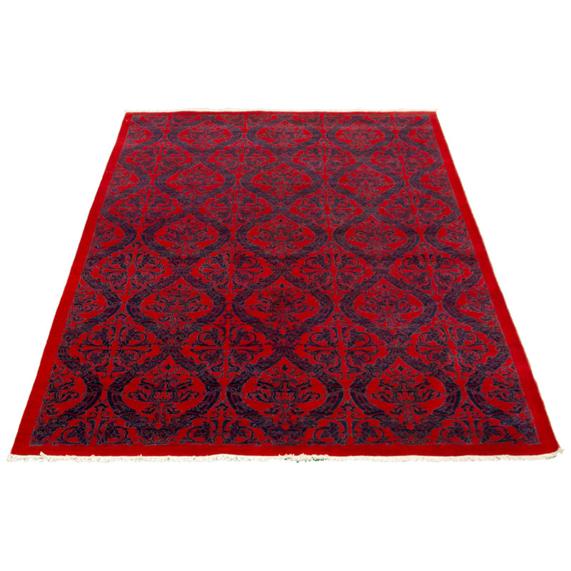 Tapis décoratif en laine noué à la main de conception unique 6 pi 1 po x 8 pi 10 po Déondrea New Age