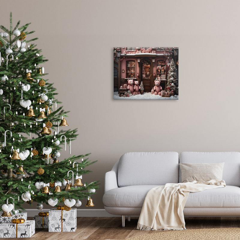 Boutique de Noël avec ours, H 24 po x l 30 po x P 1,5 po