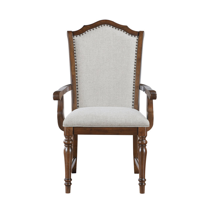 Ensemble de 2 fauteuils de salle à manger en bois avec garniture cloutée