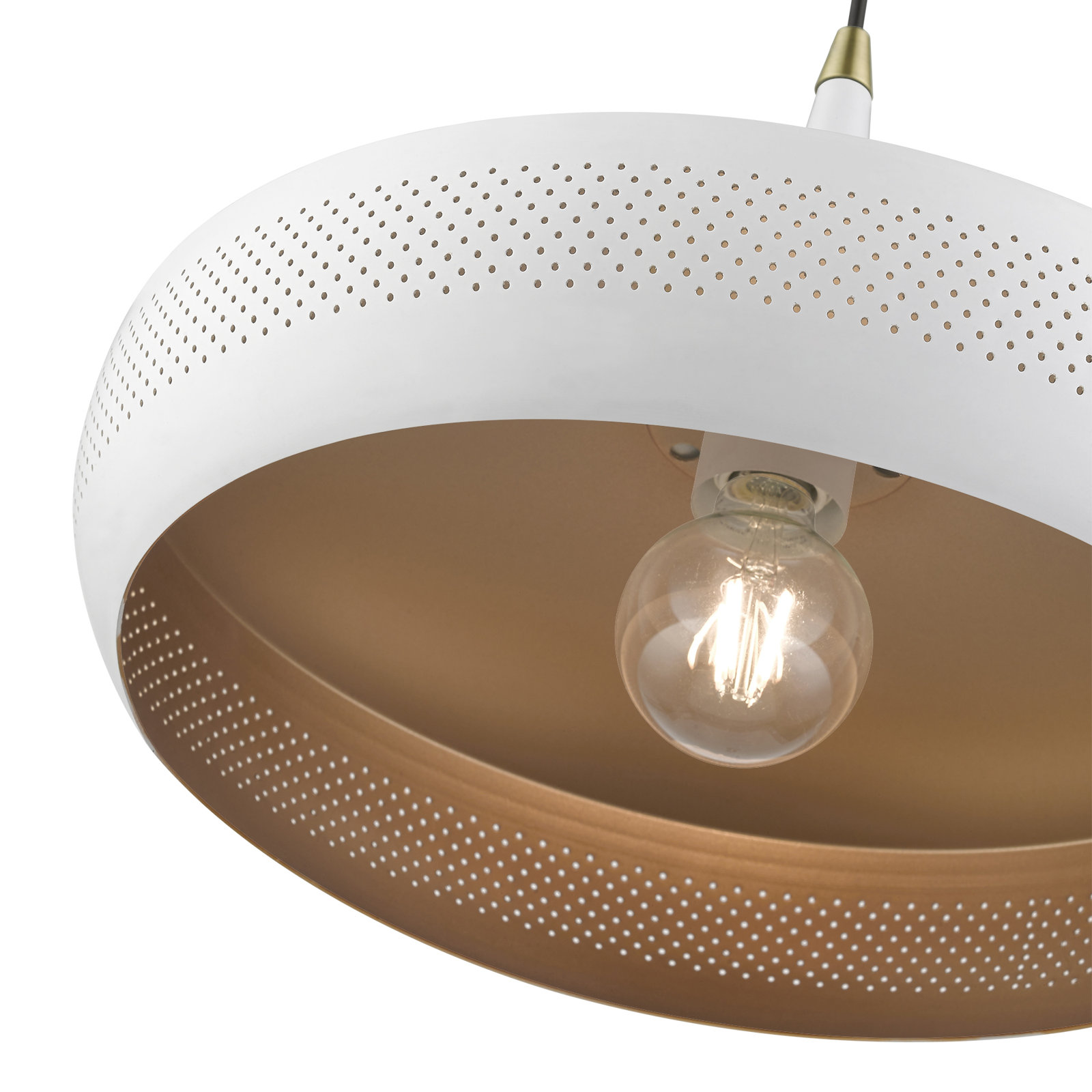 Charon Single Light Metal Dimmable Pendant, White, White/Gold