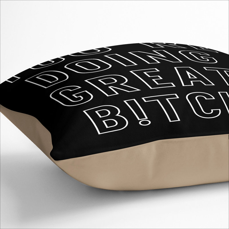 You Are Doing Great Typography Square Throw Cushion, Stone, 55cm H x 55cm W x 20cm D