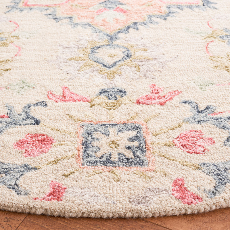Metro Hand Tufted Wool/Cotton/Latex Oriental Rug in Red/Beige, Round 6'