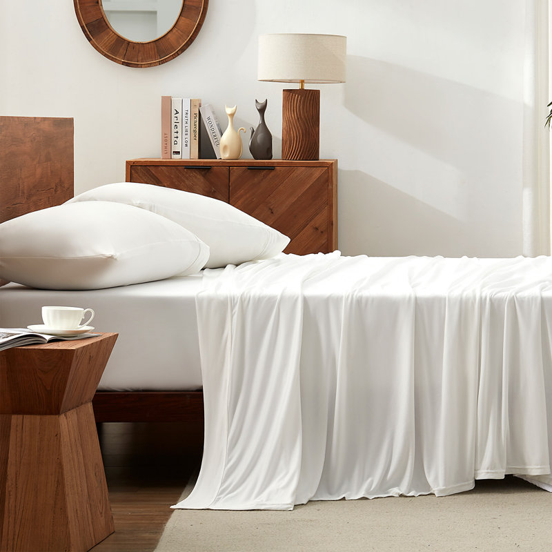 Solid Jersey Knit Sheet Set, Queen Sheet Set with  4 additional pieces, White