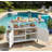 Foldable Outdoor Kitchen Island Patio Mobile Kitchen Cart Portable Outdoor Cooking Island With Lockable Wheels, Storage Cabinet And Towel Rack For Patio And Outdoor, White-742159877