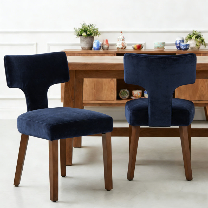 Ensemble de 2 chaises de salle à manger en velours côtelé Farmhouse, Bleu