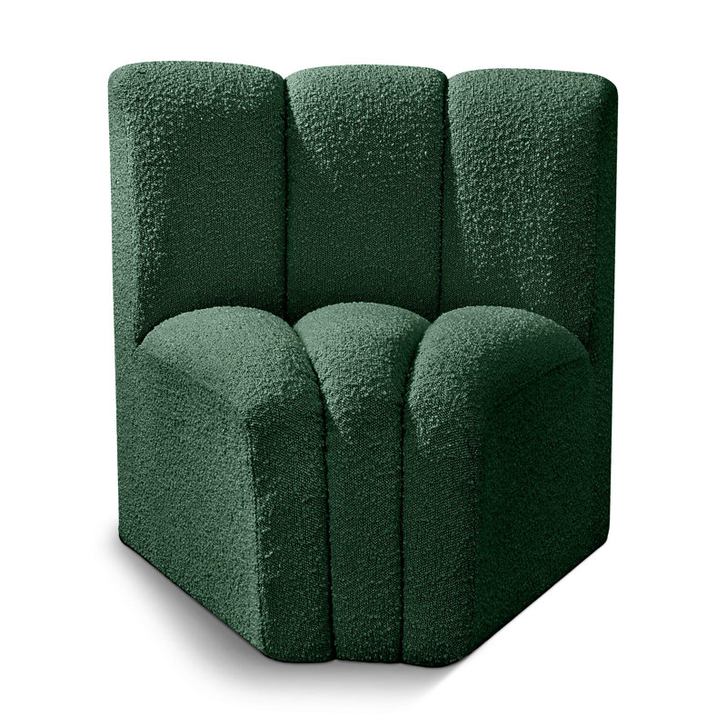 Iyahna Upholstered Side Chair, Green Boucle Fabric