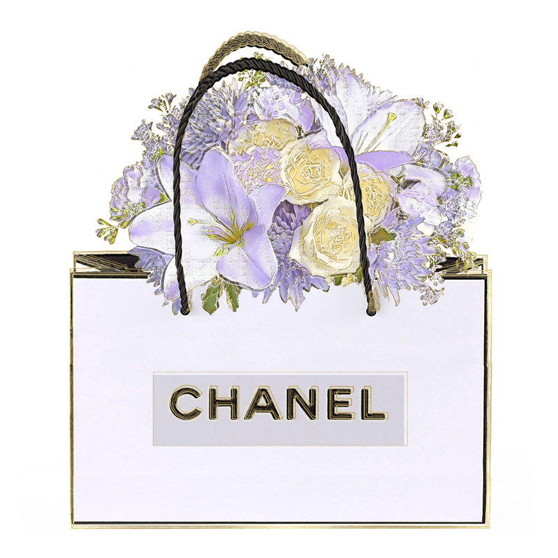 Bag With Lavender Bouquet by Madeline Blake - Wrapped Canvas Print, 30cm H x 30cm W