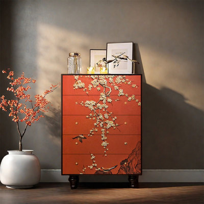 Armoire de rangement à cinq tiroirs en pin rustique