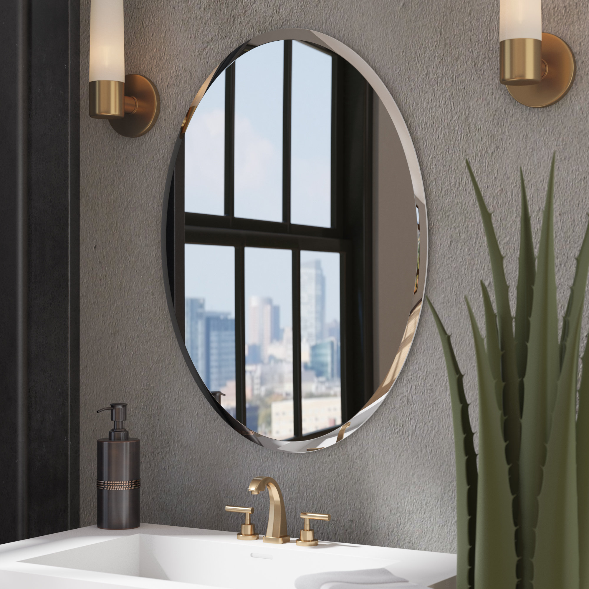 Wrought Studio Gizella Asymmetrical Wood Mirror