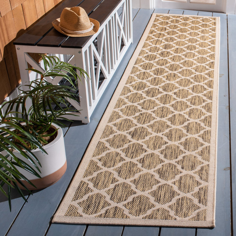 Tapis d'intérieur / extérieur à motif géométrique Herefordshire Performance, Tapis de couloir 2 pi 3 po x 10 pi