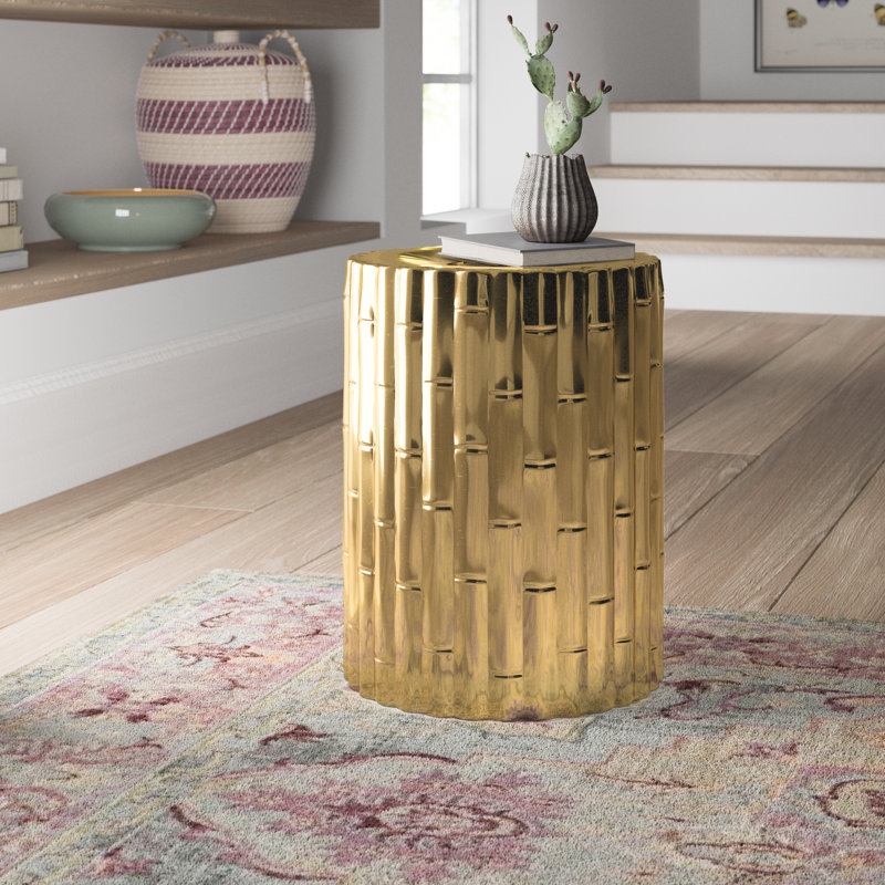 Ceramic Accent Stool, Gold