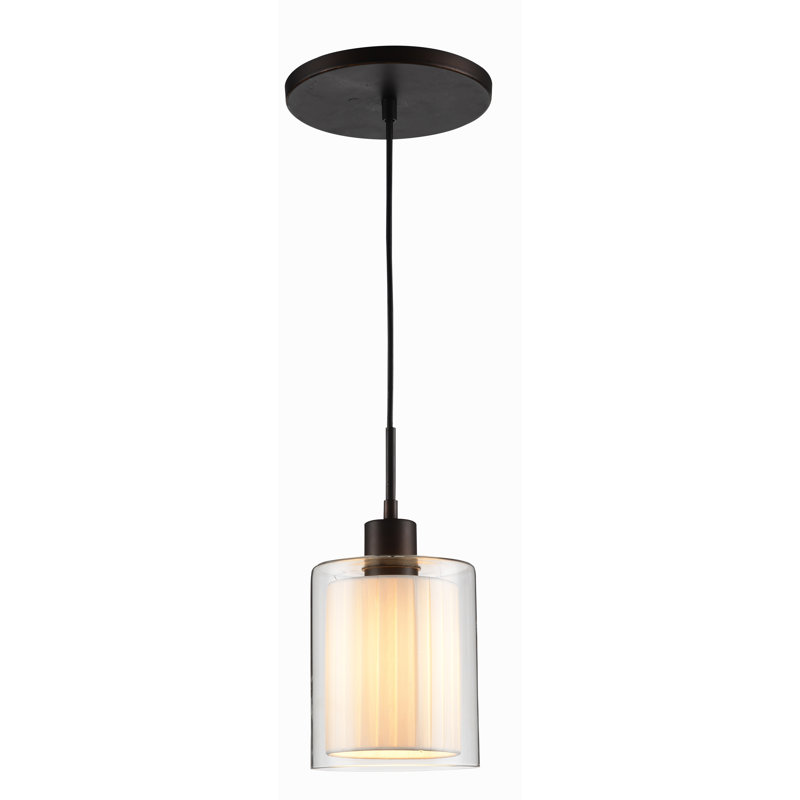 Pittsfield 1 - Light Single Pendant, Off White, Bronze