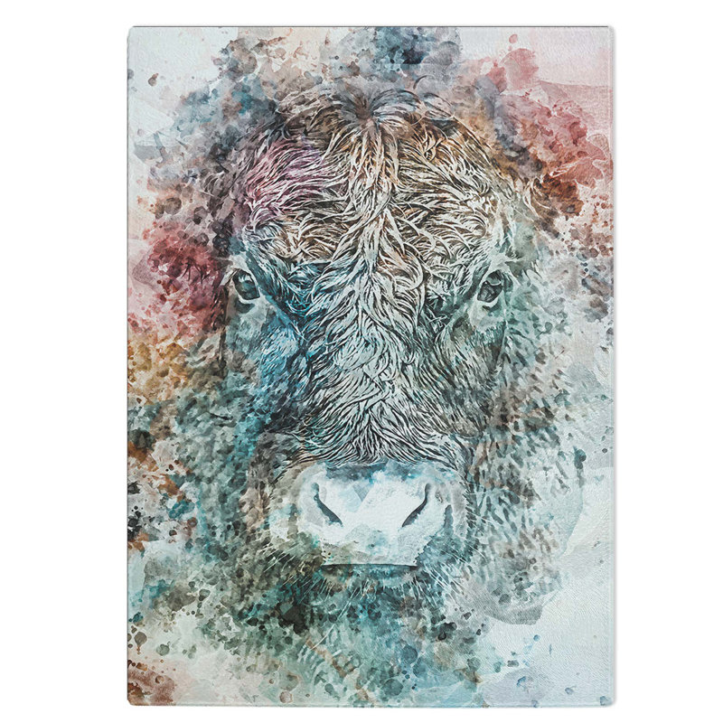 Tempered Glass Bull Cow Chopping Board, 28.5 cm W x 39 cm L