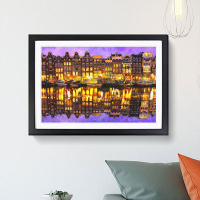 Amsterdam At Night - Single Picture Frame Painting on MDF