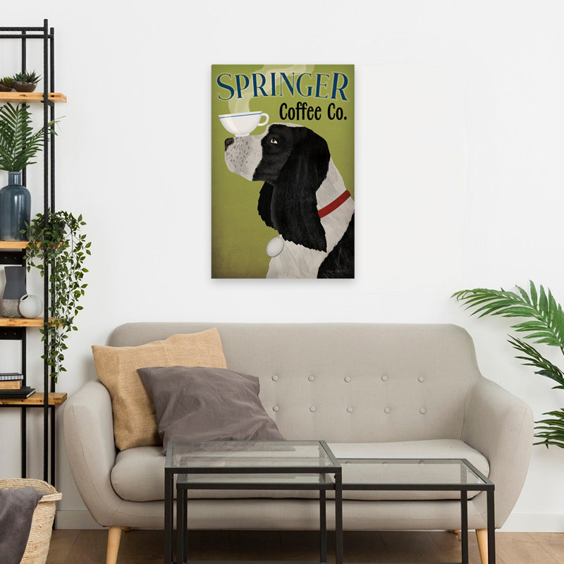 Springer Coffee Co - Publicité animal noir et bleu, H 24 po x l 16 po