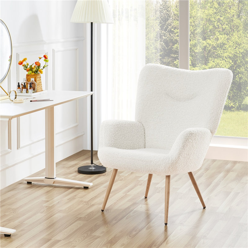 Fabrisio Upholstered Barrel Chair, White