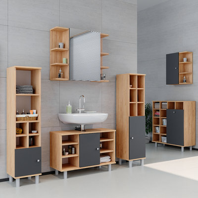 80Cm W x 64Cm H x 21Cm D Bathroom Storage Furniture Set