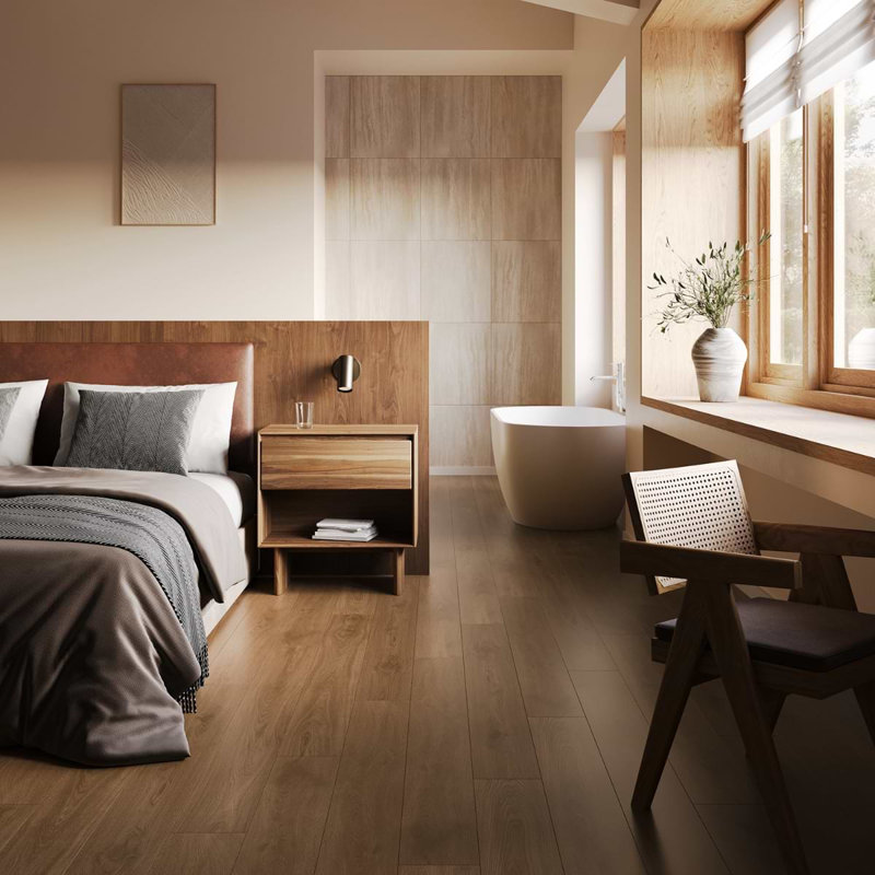 Oaktree 8x48 Wood Look Matte Porcelain Tile, Browned Oak