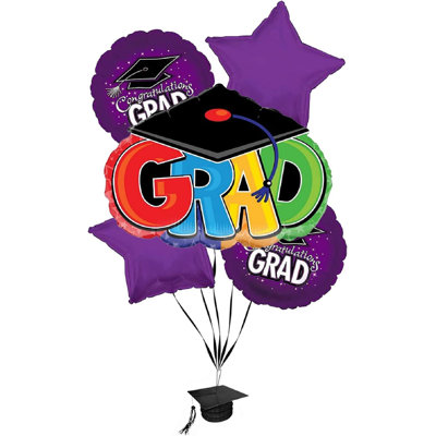 Bouquet de ballons en forme de chapeau de GPU Graduation Congrats Grad (5 / pqt) Pqt / 1