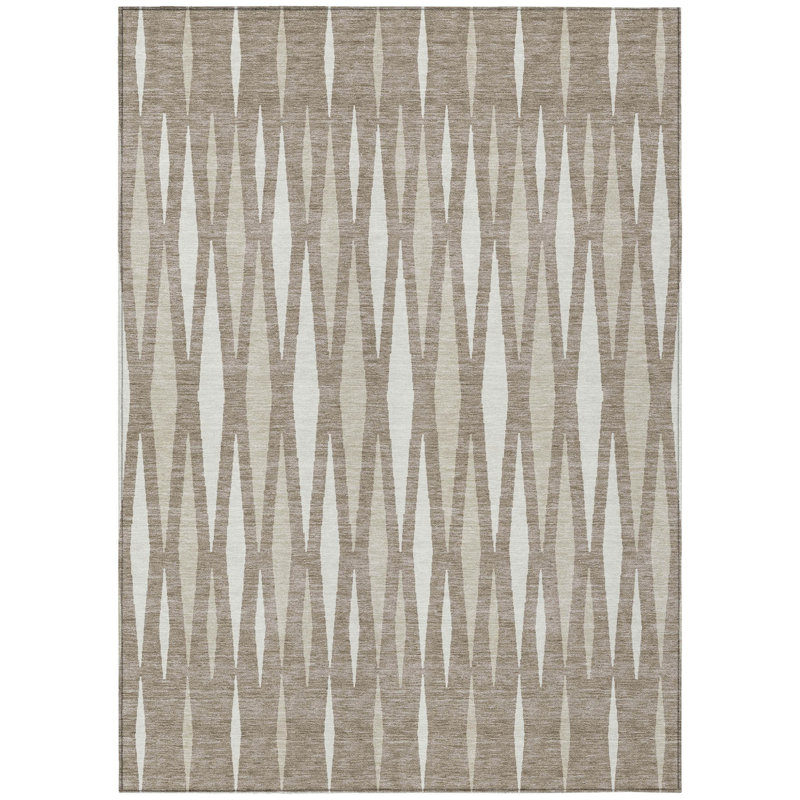 Tapis intérieur / extérieur lavable beige / ivoire 9 'X 12' Taupe
