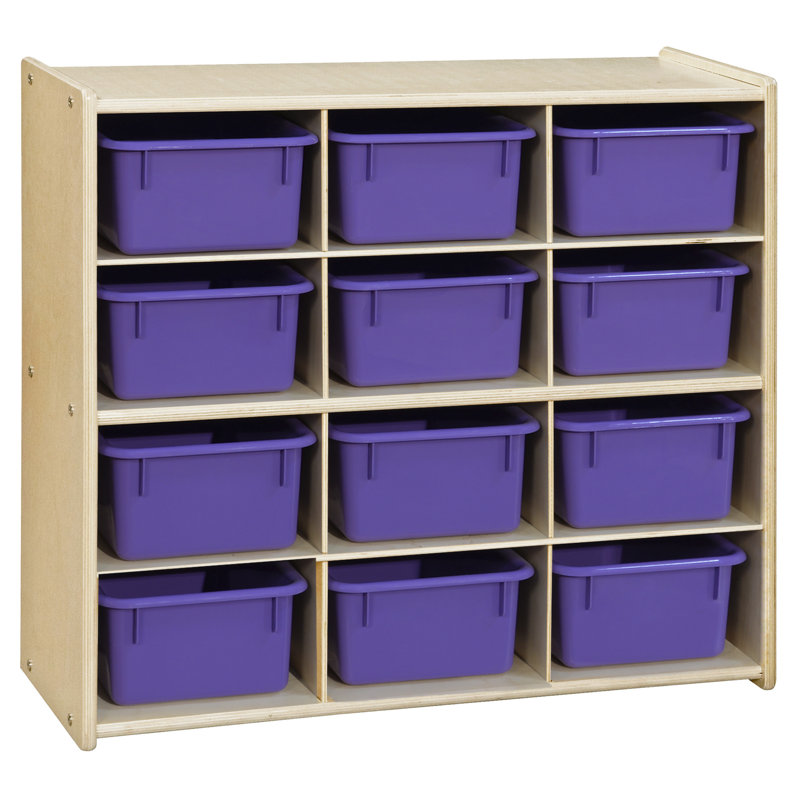 Casier à 12 compartiments avec roulettes, Mauve, Oui