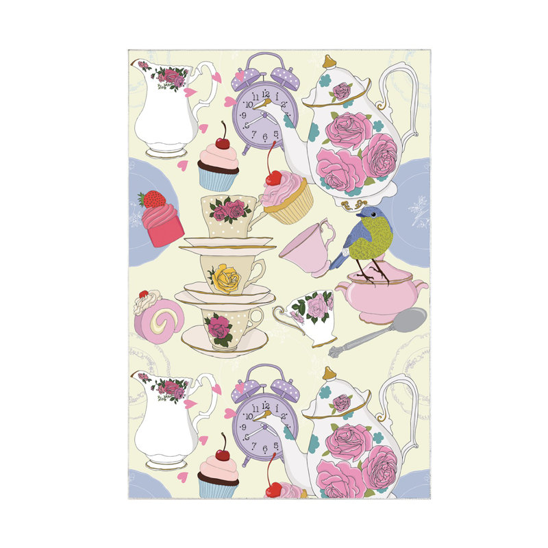 Tapis en polyamide tissé à la machine en blanc / rose / mauve, Rectangle 5 pi 3 po x 7 pi 7 po