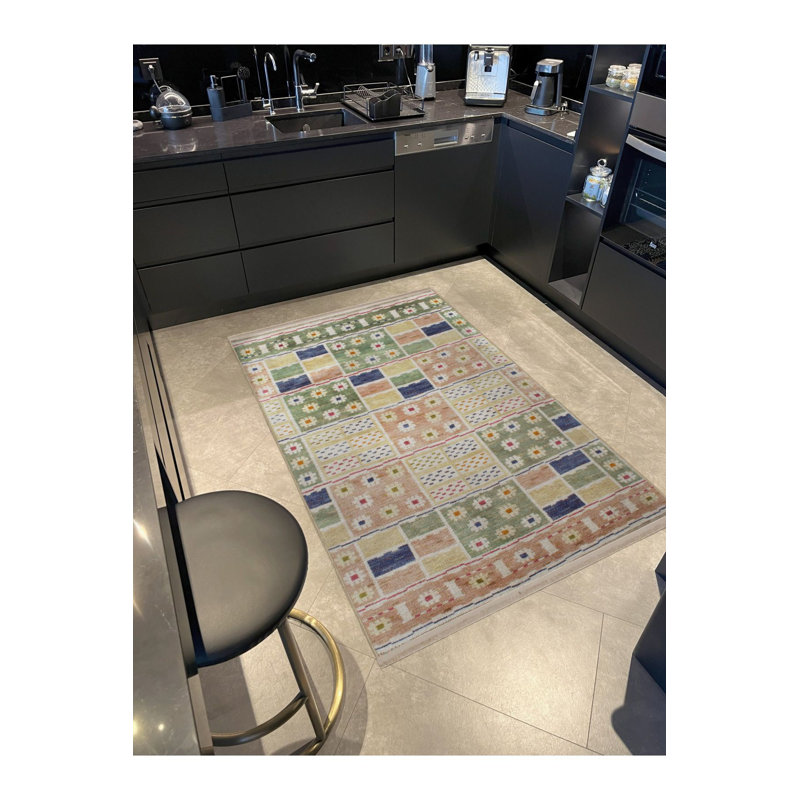 Tapis décoratif multicolore à motif floral traditionnel lavable à la machine, Rectangle 3 pi 3 po x 4 pi 11 po