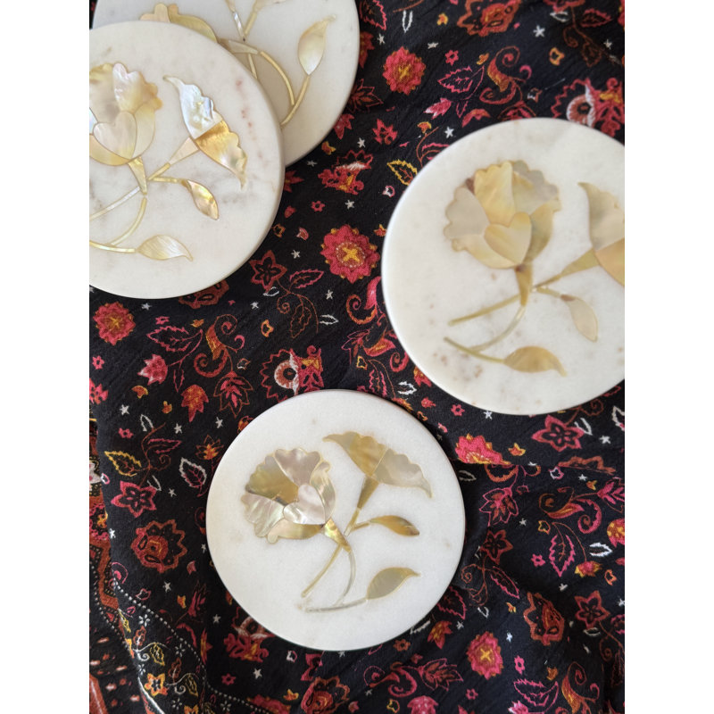 Marble Round 4 Piece Coaster Set