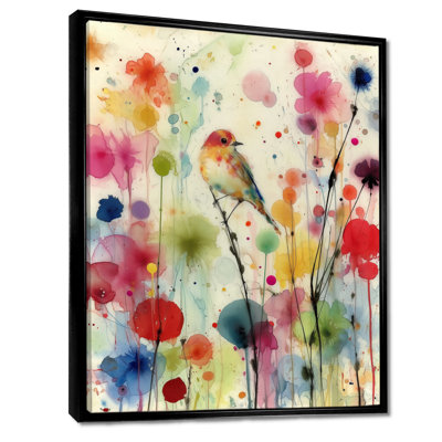 Watercolor Poppy Gardens - Poppy Large Wall Art, Red Floral Framed Canvas Art Print