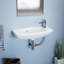 Lavabo de salle de bain mural rectangulaire en céramique blanc avec trop-plein