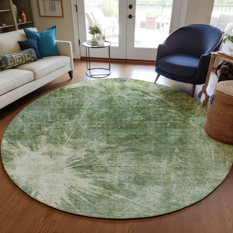 Tapis intérieur / extérieur Sharna avec envers antidérapant, Rond 8 pi