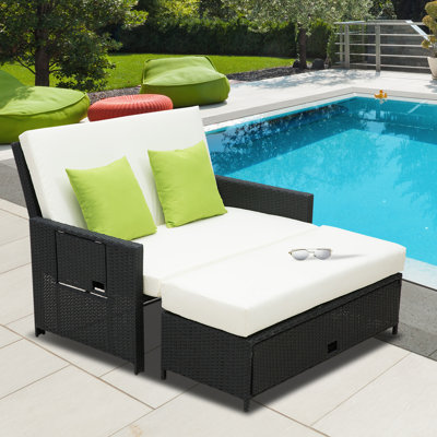 Sequim Outdoor Straight Patio Daybed with Cushions