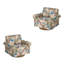 Fauteuil pivotant rembourré avec accoudoirs roulés et garniture cloutée-133953218