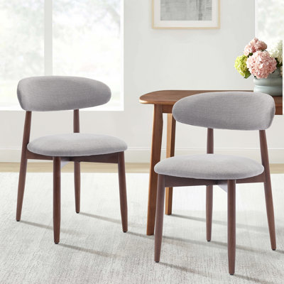  Solid Wood Upholstered Dining Chair - Ergonomic Curved Back, Comfort Fabric