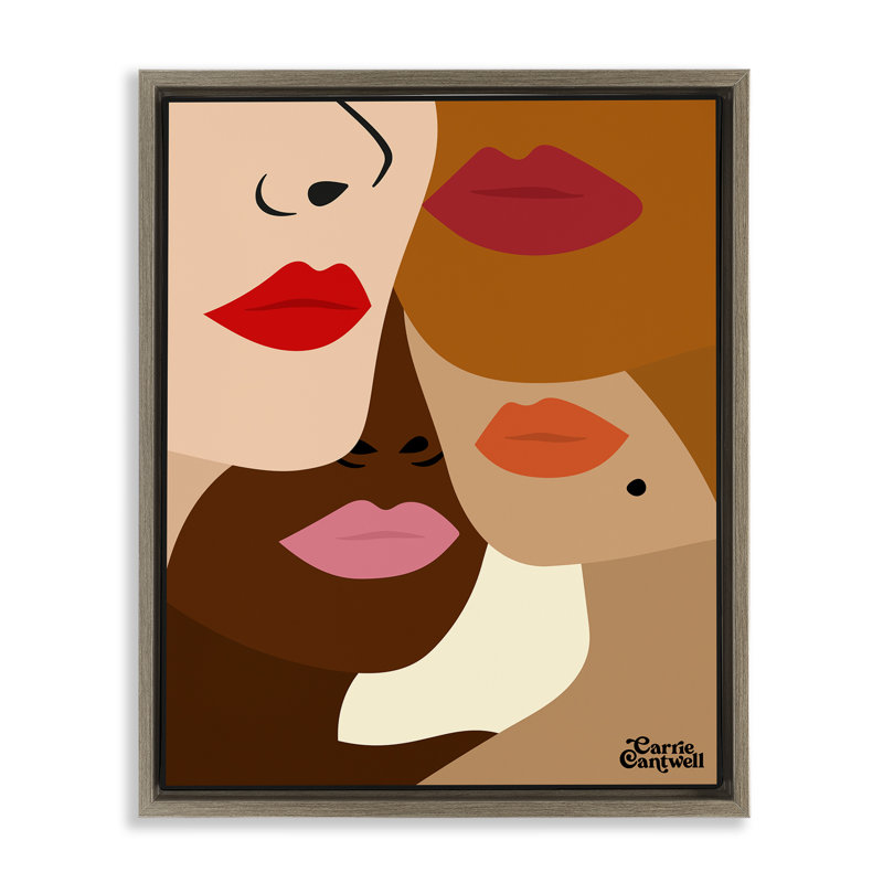 Cadre flottant Plusieurs visages de femmes, design par Carrie Cantwell, Cadre flottant orme Montalcino, H 31 po x l 25 po
