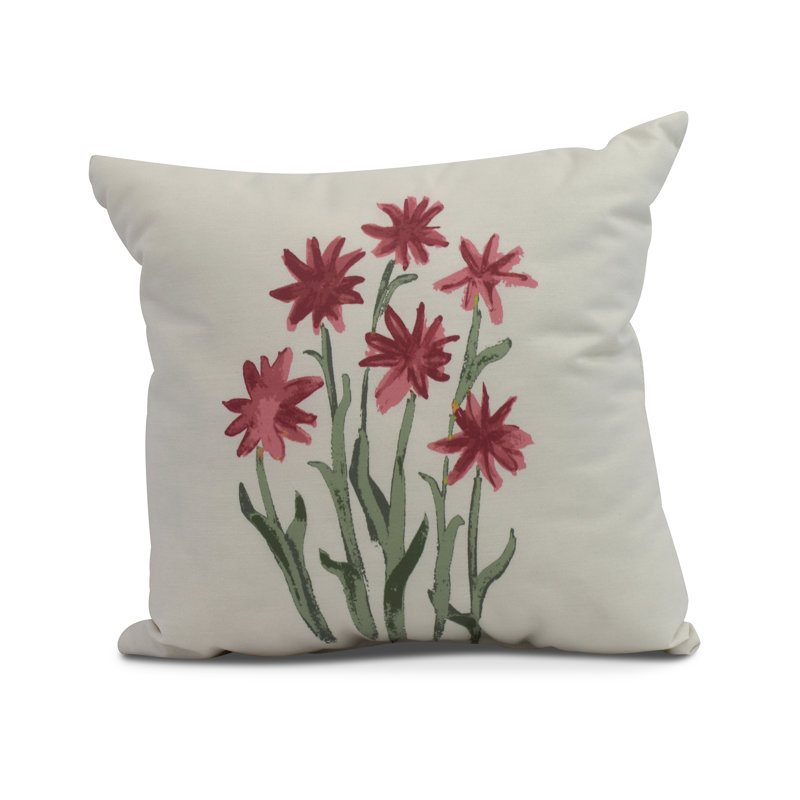 Farmers Market Floral Outdoor Reversible Throw Pillow, Rust, 16" x 16"